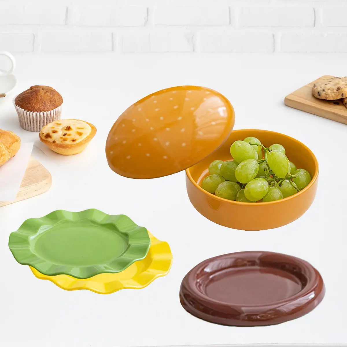 Ceramic Burger Plate — Premium Set